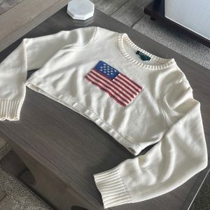 Ralph Lauren American flag crop sweater